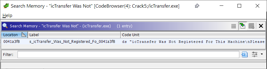 A single result for our string search