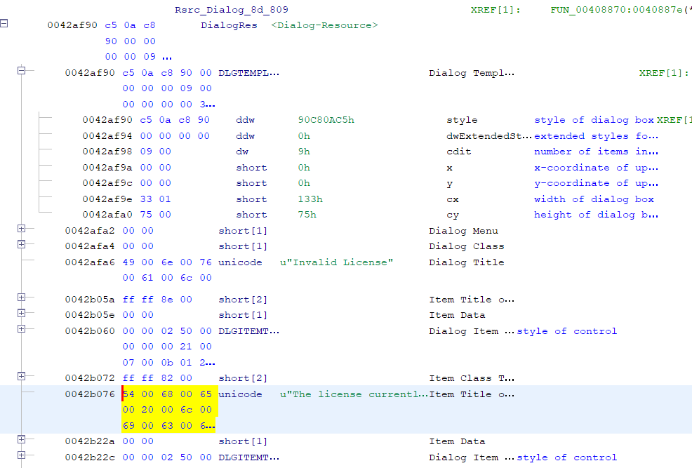 A snip of the resource listing.